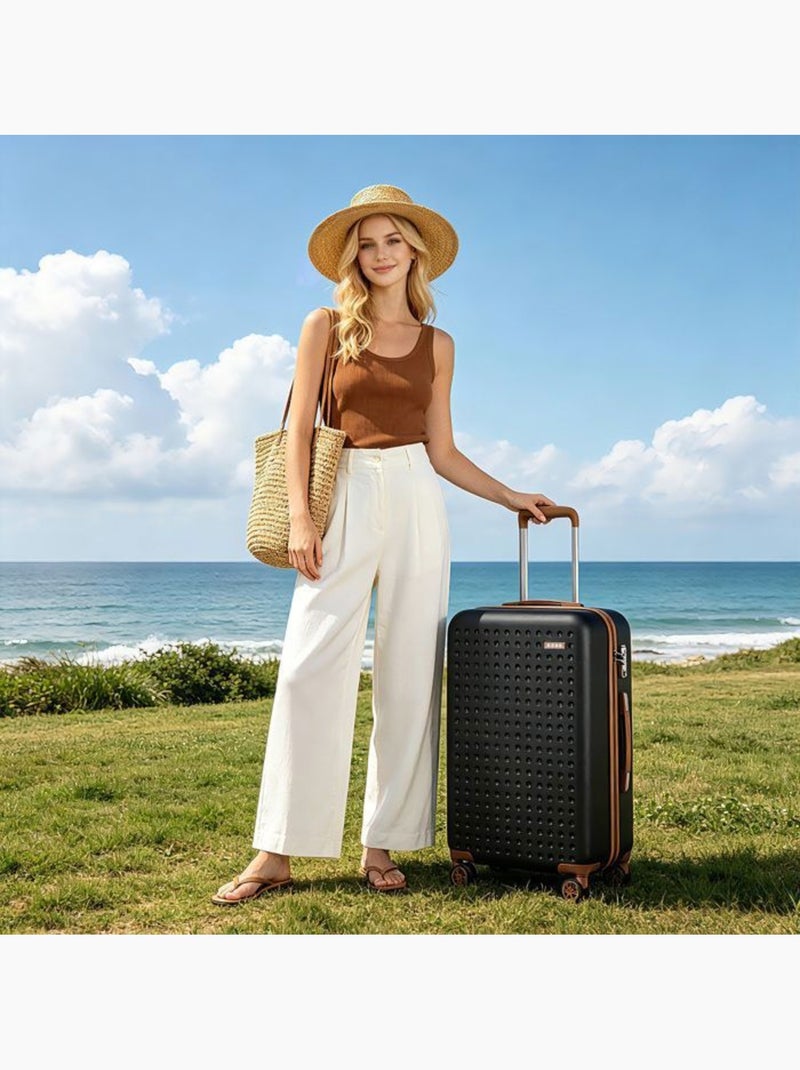 Valise cabine - 55x38x19.5 cm, rigide abs + pc, 4 roues 360°, serrure tsa - kono Noir - Kiabi