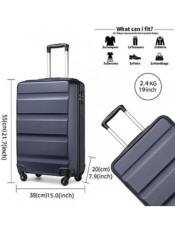 Valise cabine - 55x38x20 cm abs 33 l tsa - kono