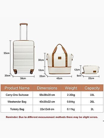 Valise cabine - 55x38x20 cm abs 4 roulettes - kono