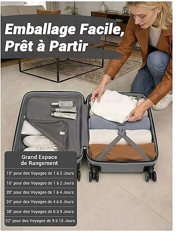 Valise cabine - 55x38x20 cm abs 4 roulettes - kono
