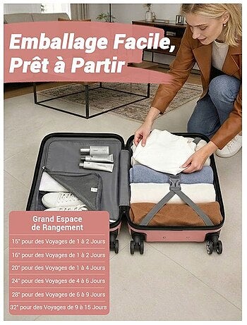 Valise cabine - 55x38x20 cm abs 4 roulettes - kono