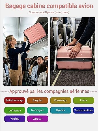 Valise cabine - 55x38x20 cm abs 4 roulettes - kono