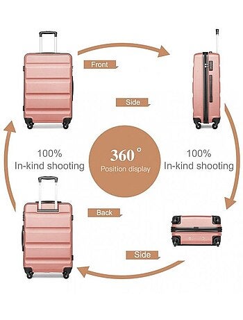 Valise cabine - 55x38x20 cm abs 4 roulettes serrure tsa - kono