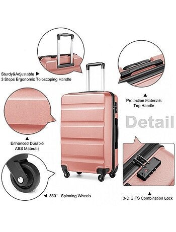 Valise cabine - 55x38x20 cm abs 4 roulettes serrure tsa - kono