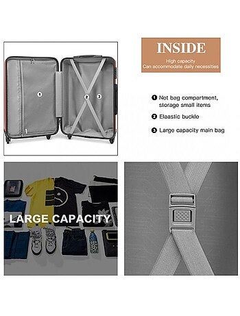 Valise cabine - 55x38x20 cm abs 4 roulettes serrure tsa - kono