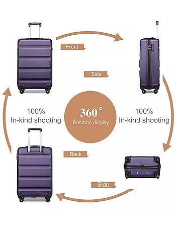 Valise cabine - 55x38x20 cm abs 4 roulettes serrure tsa - kono
