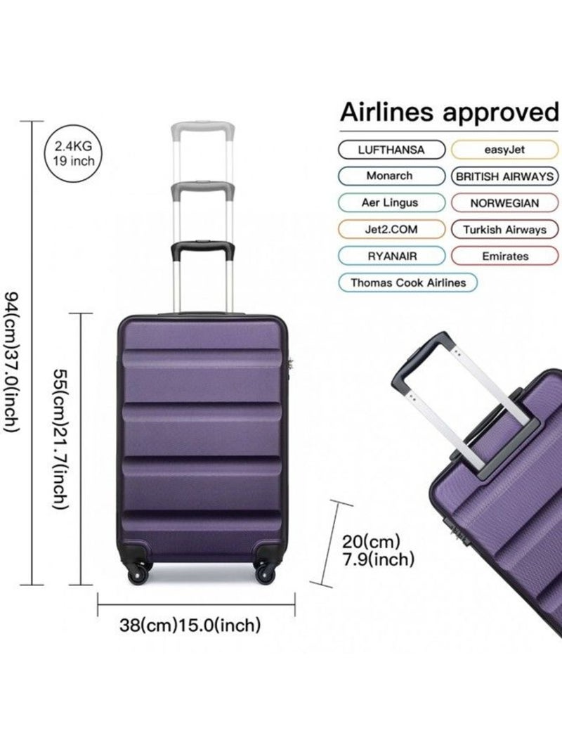 Valise cabine - 55x38x20 cm abs 4 roulettes serrure tsa - kono Violet - Kiabi