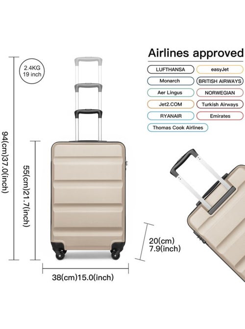 Valise cabine - 55x38x20 cm abs+pc 4 roulettes - kono - Kiabi