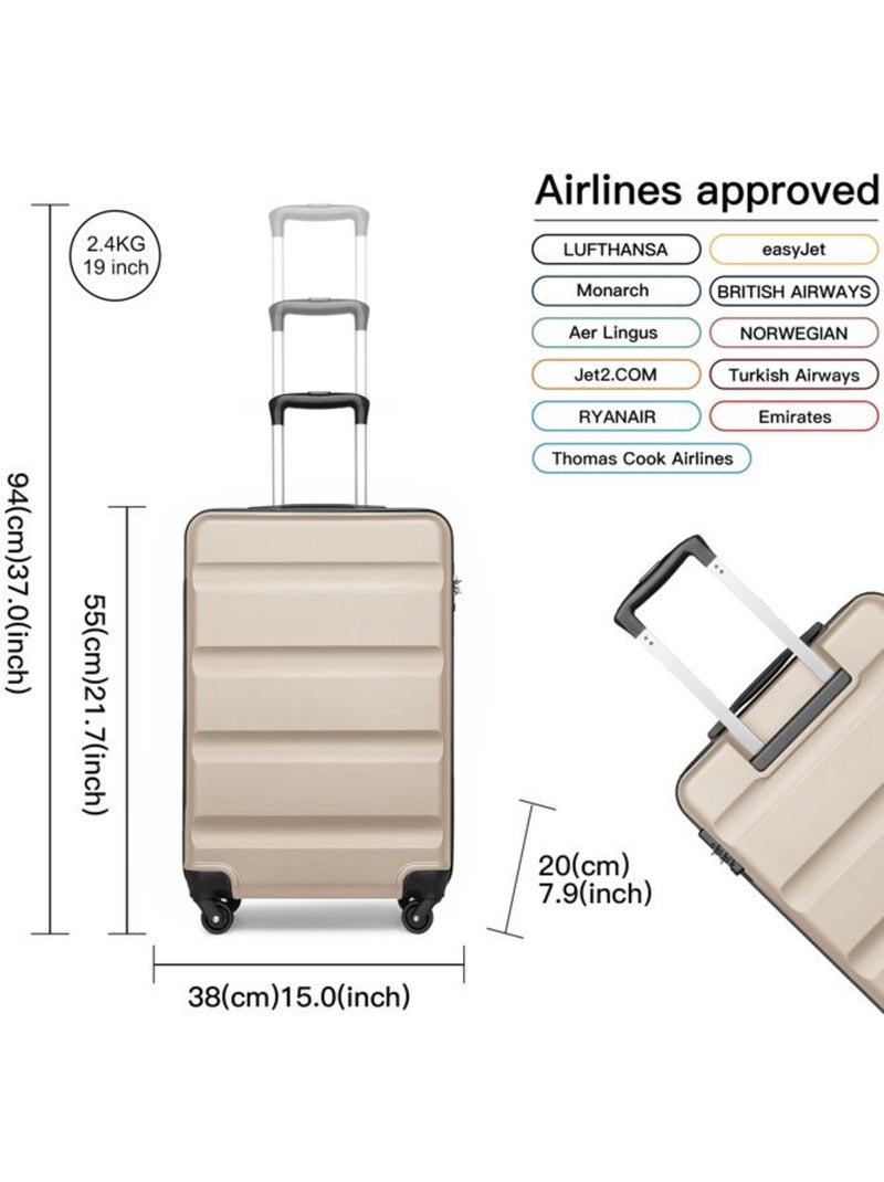 Valise cabine - 55x38x20 cm abs+pc 4 roulettes - kono Beige - Kiabi