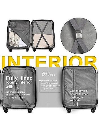 Valise cabine - 55x38x20 cm abs+pc 4 roulettes - kono