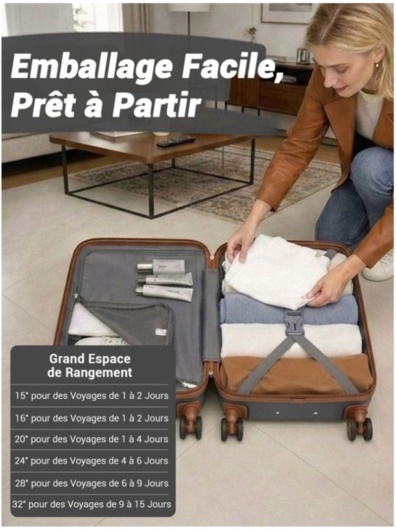 Valise cabine - 55x38x20 cm abs+pc 4 roulettes serrure tsa - kono Gris - Kiabi