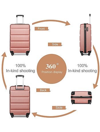 Valise cabine - 55x38x20 cm, rigide abs, 4 roues 360°, serrure tsa - kono