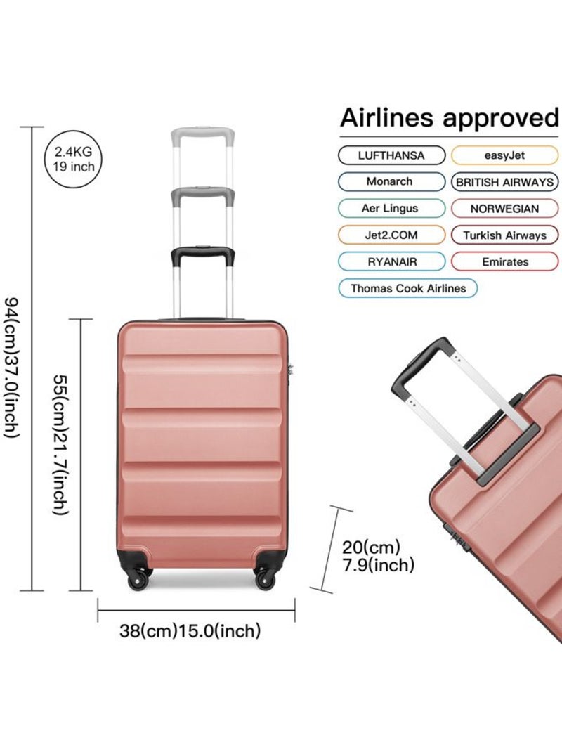 Valise cabine - 55x38x20 cm, rigide abs, 4 roues 360°, serrure tsa - kono Saumon - Kiabi