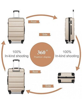 Valise cabine - 55x38x20 cm, rigide abs, 4 roues, serrure tsa - kono