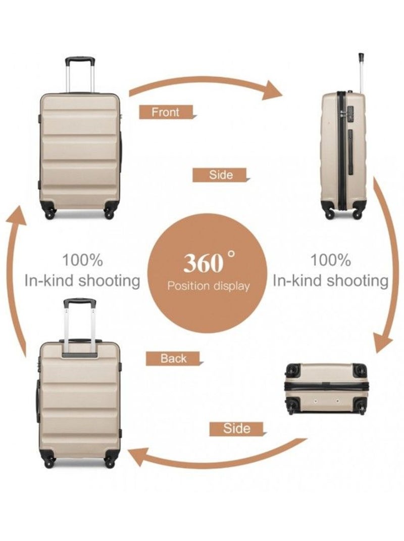 Valise cabine - 55x38x20 cm, rigide abs, 4 roues, serrure tsa - kono Beige - Kiabi