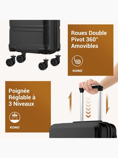 Valise cabine - 55x38x20 cm, rigide abs, 4 roues, serrure tsa - kono - Kiabi Valise cabine - 55x38x20 cm, rigide abs, 4 roues, serrure tsa - kono - Kiabi