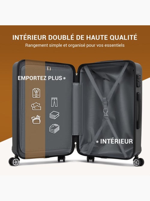Valise cabine - 55x38x20 cm, rigide abs, 4 roues, serrure tsa - kono - Kiabi Valise cabine - 55x38x20 cm, rigide abs, 4 roues, serrure tsa - kono - Kiabi