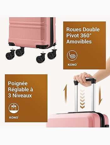 Valise cabine - 55x38x20 cm, rigide abs, 4 roues, serrure tsa - kono