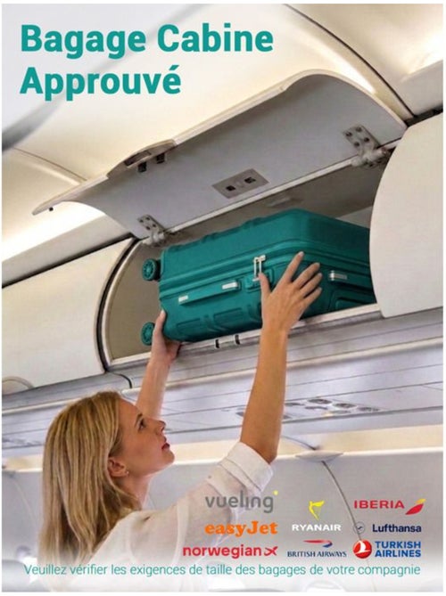 Valise cabine - 55x38x20 cm, rigide abs + pc, 4 roues 360°, serrure tsa - kono - Kiabi Valise cabine - 55x38x20 cm, rigide abs + pc, 4 roues 360°, serrure tsa - kono - Kiabi