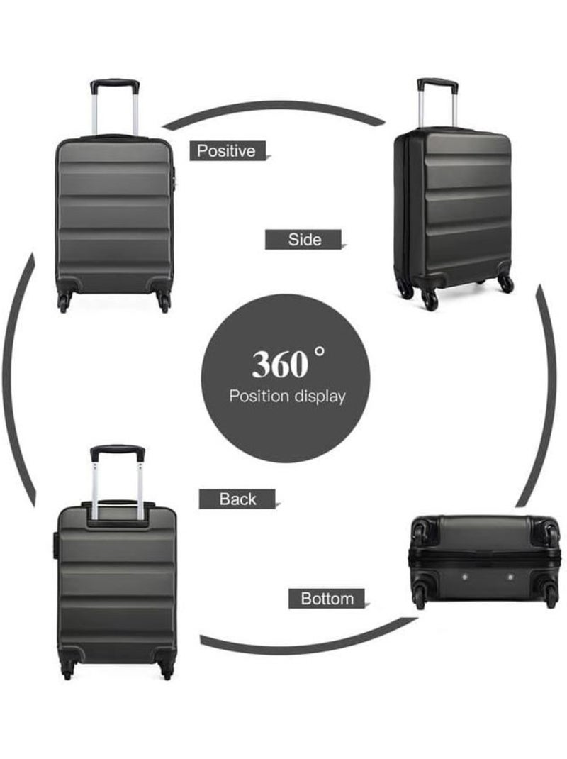 Valise cabine - 55x38x20 cm, rigide abs + pc, 4 roues, serrure à code - kono Gris - Kiabi