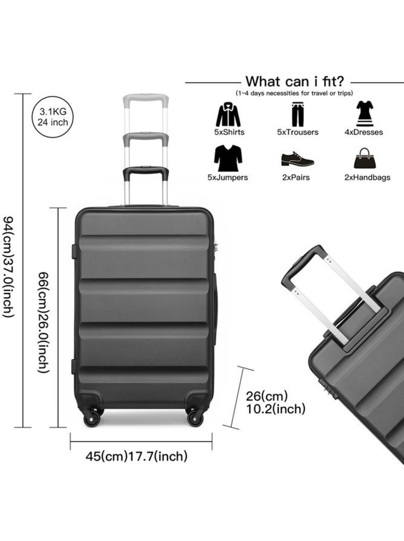 Valise cabine - 55x38x20 cm, rigide abs + pc, 4 roues, serrure à code - kono Gris - Kiabi