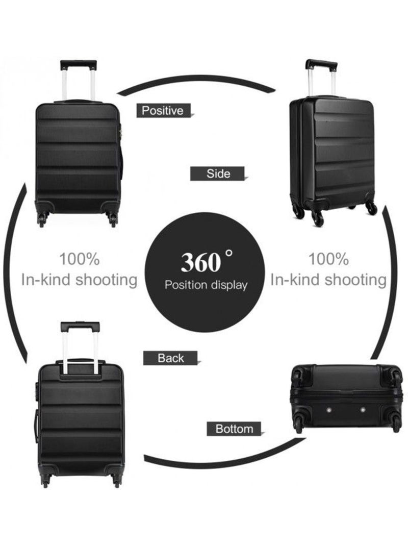 Valise cabine - 55x38x20 cm, rigide abs + pc, 4 roues, serrure à code - kono Noir - Kiabi