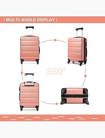 Valise cabine - 55x38x20 cm, rigide abs + pc, 4 roues, serrure à code - kono
