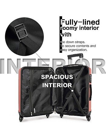 Valise cabine - 55x38x20 cm, rigide abs + pc, 4 roues, serrure à code - kono