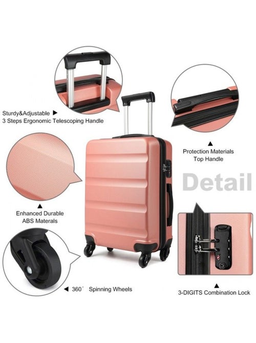 Valise cabine - 55x38x20 cm, rigide abs + pc, 4 roues, serrure à code - kono - Kiabi Valise cabine - 55x38x20 cm, rigide abs + pc, 4 roues, serrure à code - kono - Kiabi