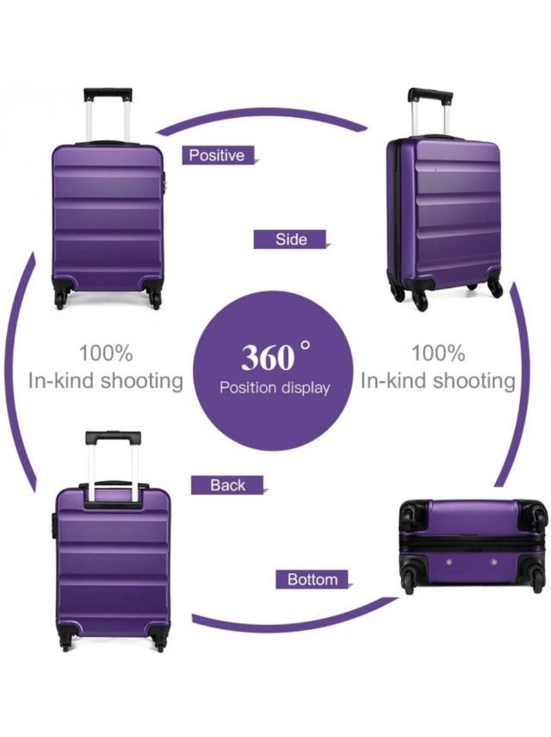 Valise cabine - 55x38x20 cm, rigide abs + pc, 4 roues, serrure à code - kono Violet - Kiabi
