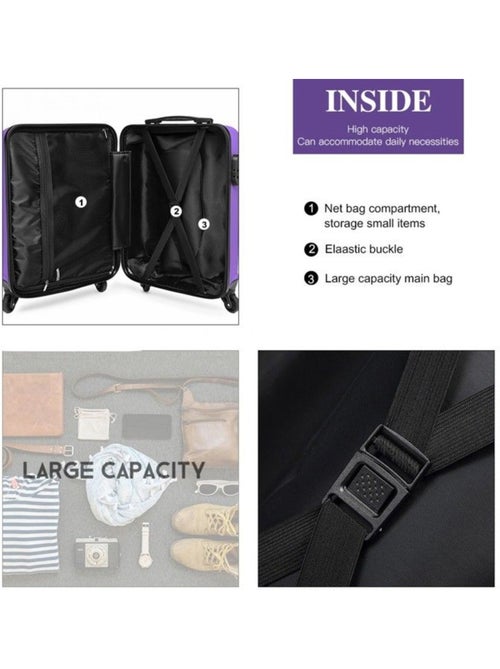 Valise cabine - 55x38x20 cm, rigide abs + pc, 4 roues, serrure à code - kono - Kiabi