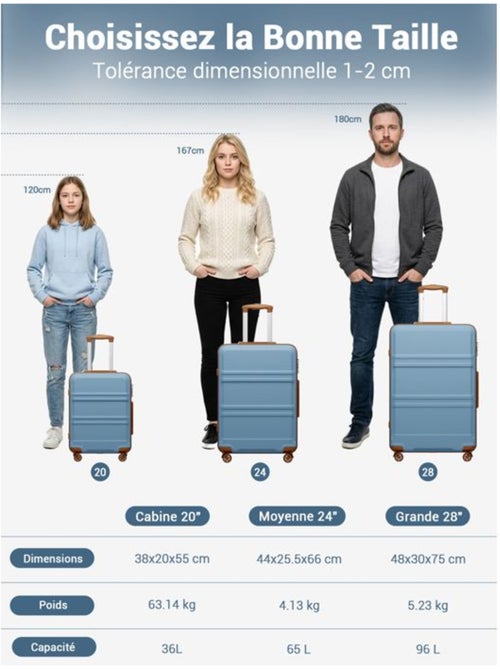 Valise cabine - 55x38x20 cm, rigide abs + pc, serrure tsa - kono - Kiabi Valise cabine - 55x38x20 cm, rigide abs + pc, serrure tsa - kono - Kiabi