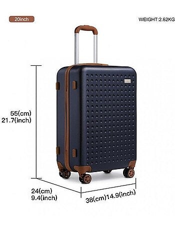 Valise cabine - 55x38x24 cm, rigide abs, 4 roues 360°, serrure tsa - kono
