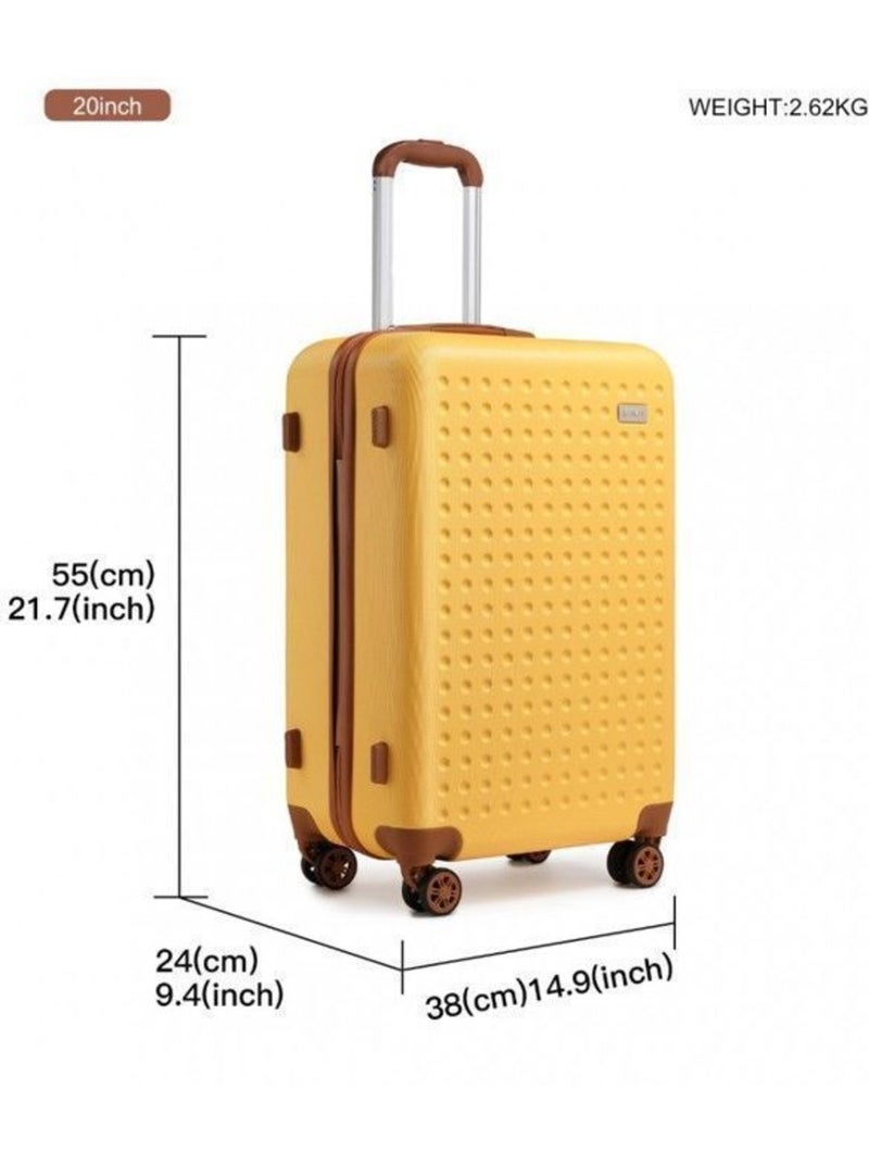 Valise cabine - 55x38x24 cm, rigide abs, 4 roues 360°, serrure tsa - kono Jaune - Kiabi