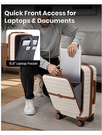 Valise cabine - 55x38x24 cm, rigide abs + pc, 4 roues 360°, serrure tsa - kono