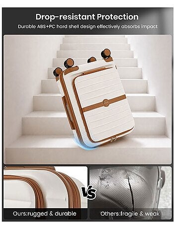 Valise cabine - 55x38x24 cm, rigide abs + pc, 4 roues 360°, serrure tsa - kono