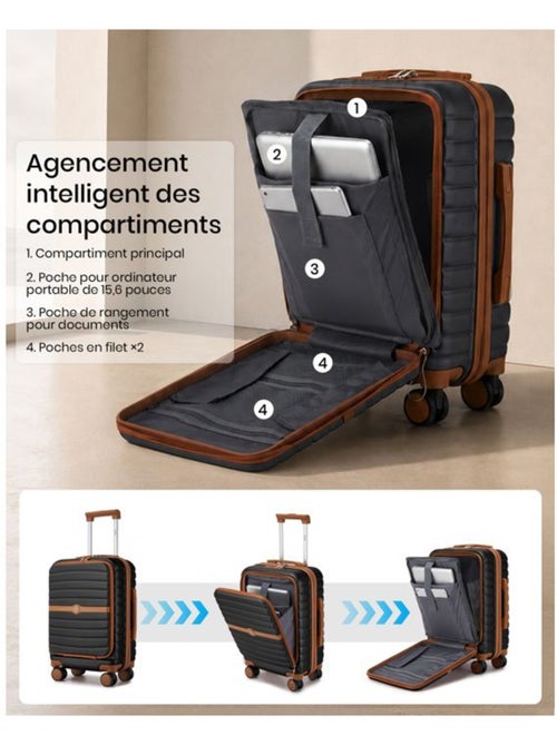 Valise cabine - 55x38x24 cm, rigide abs + pc, 4 roues 360°, serrure tsa - kono - Kiabi Valise cabine - 55x38x24 cm, rigide abs + pc, 4 roues 360°, serrure tsa - kono - Kiabi