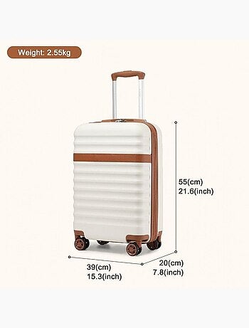 Valise cabine - 55x39x20 cm abs+pc 4 roulettes serrure tsa - kono
