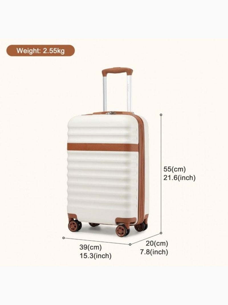 Valise cabine - 55x39x20 cm abs+pc 4 roulettes serrure tsa - kono Blanc - Kiabi
