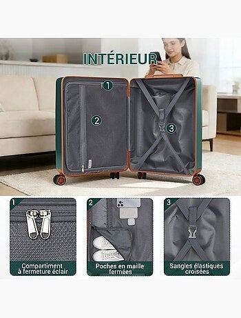 Valise cabine - 55x39x20 cm abs+pc 4 roulettes serrure tsa - kono