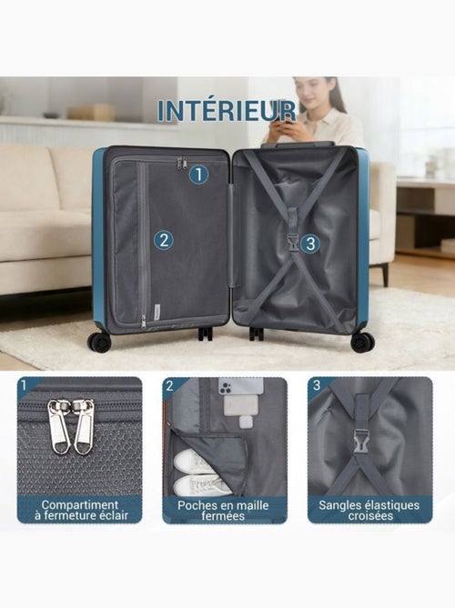 Valise cabine - 55x39x20 cm, rigide abs + pc, 4 roues 360°, serrure tsa - kono - Kiabi Valise cabine - 55x39x20 cm, rigide abs + pc, 4 roues 360°, serrure tsa - kono - Kiabi