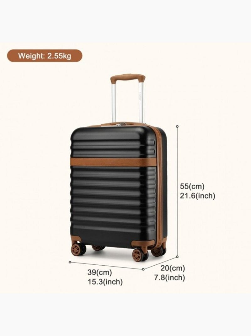 Valise cabine - 55x39x20 cm, rigide abs + pc, 4 roues 360°, serrure tsa - kono Noir - Kiabi