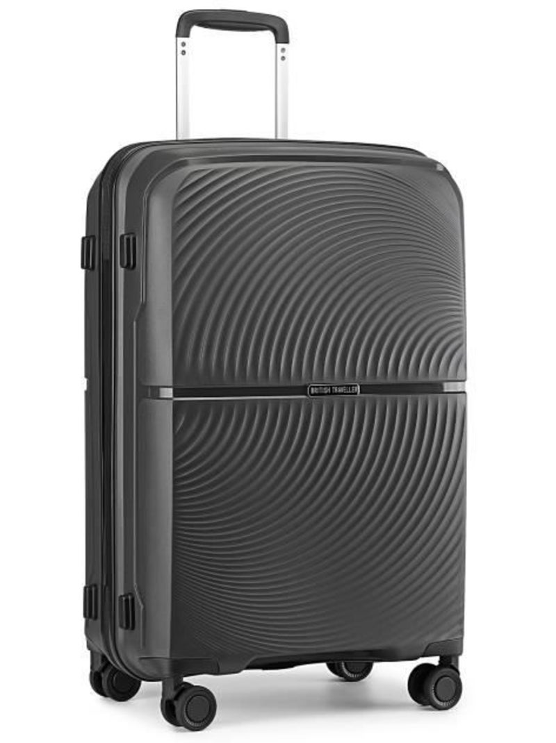 Valise cabine - 55x40.5x22.5 cm polypropylène 4 roulettes serrure tsa - british traveller Noir - Kiabi