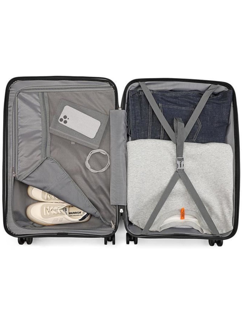 Valise cabine - 55x40.5x22.5 cm polypropylène 4 roulettes serrure tsa - british traveller Noir - Kiabi