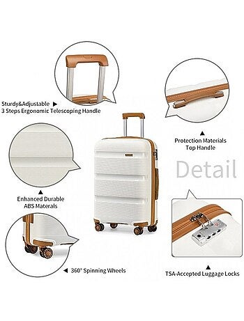 Valise cabine - 55x40x20 cm abs 4 roulettes serrure tsa - kono