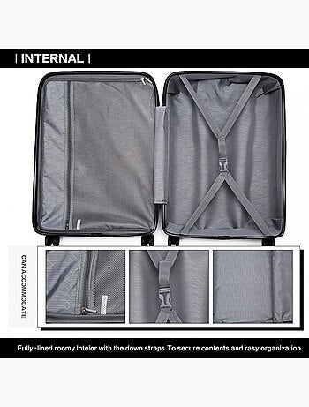 Valise cabine - 55x40x20 cm abs 4 roulettes serrure tsa - kono