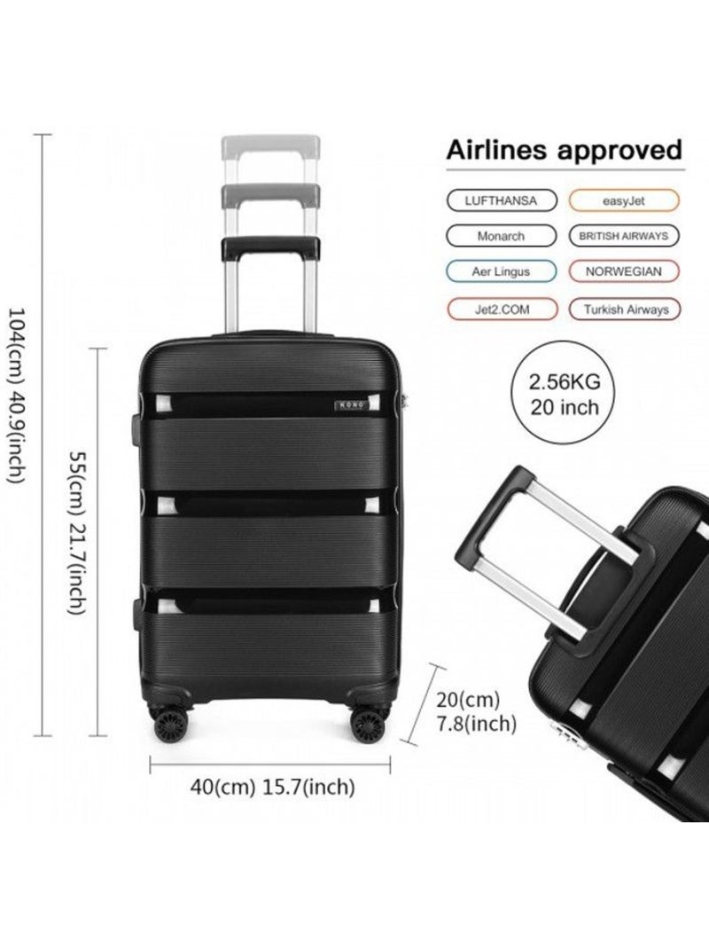 Valise cabine - 55x40x20 cm abs 4 roulettes serrure tsa - kono Noir - Kiabi