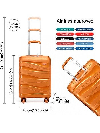 Valise cabine - 55x40x20 cm abs 4 roulettes serrure tsa - kono