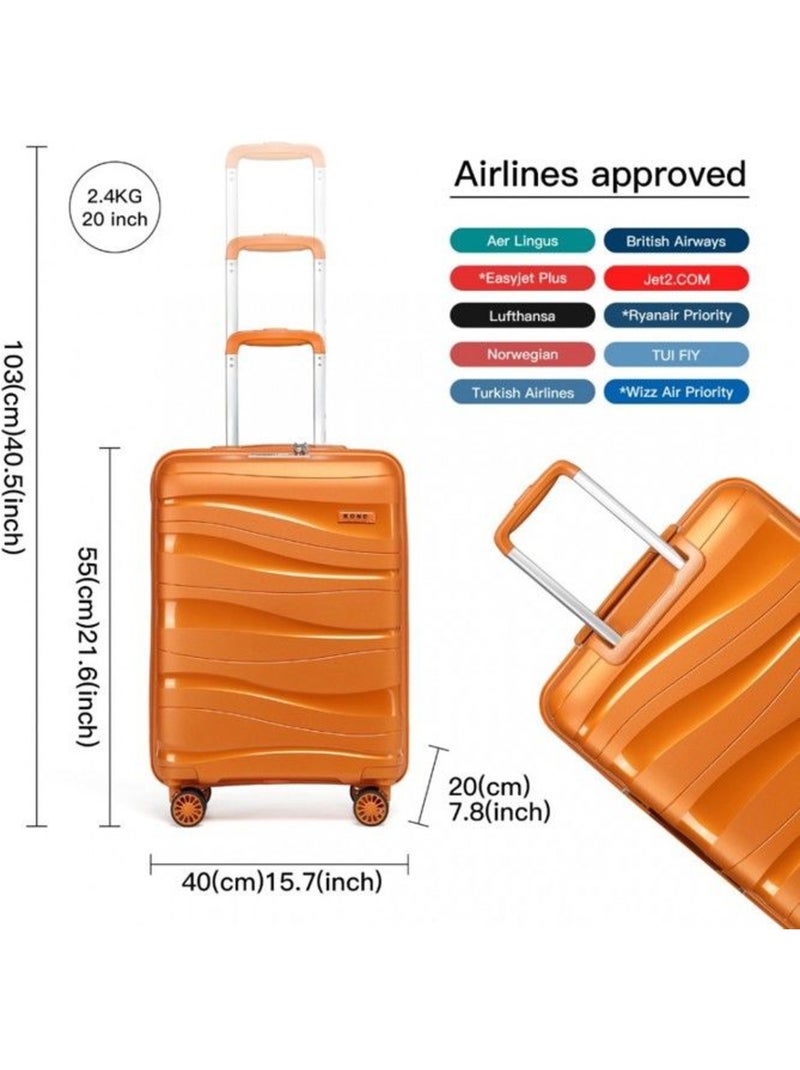 Valise cabine - 55x40x20 cm abs 4 roulettes serrure tsa - kono Orange - Kiabi