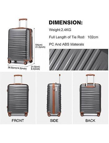 Valise cabine - 55x40x20 cm abs + pc 33 l tsa - british traveller